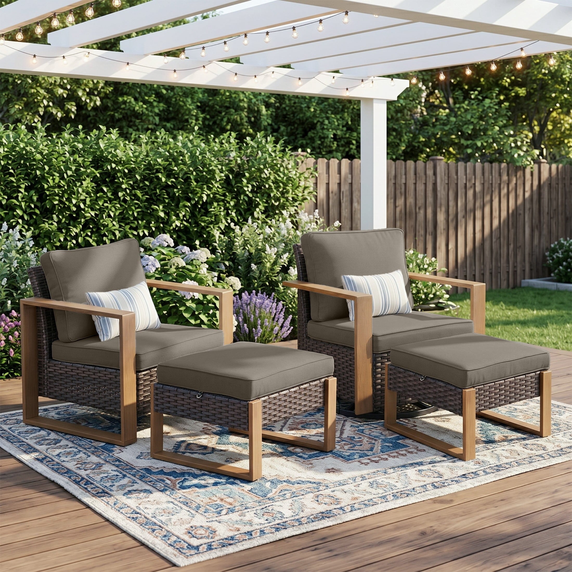 Unnifurnzi Outdoor Swivel Rocker Patio Chairs Set of 2-All Weather Wicker Swivel Patio Chairs Outdoor Chairs for Deck Porch Poolside Balcony