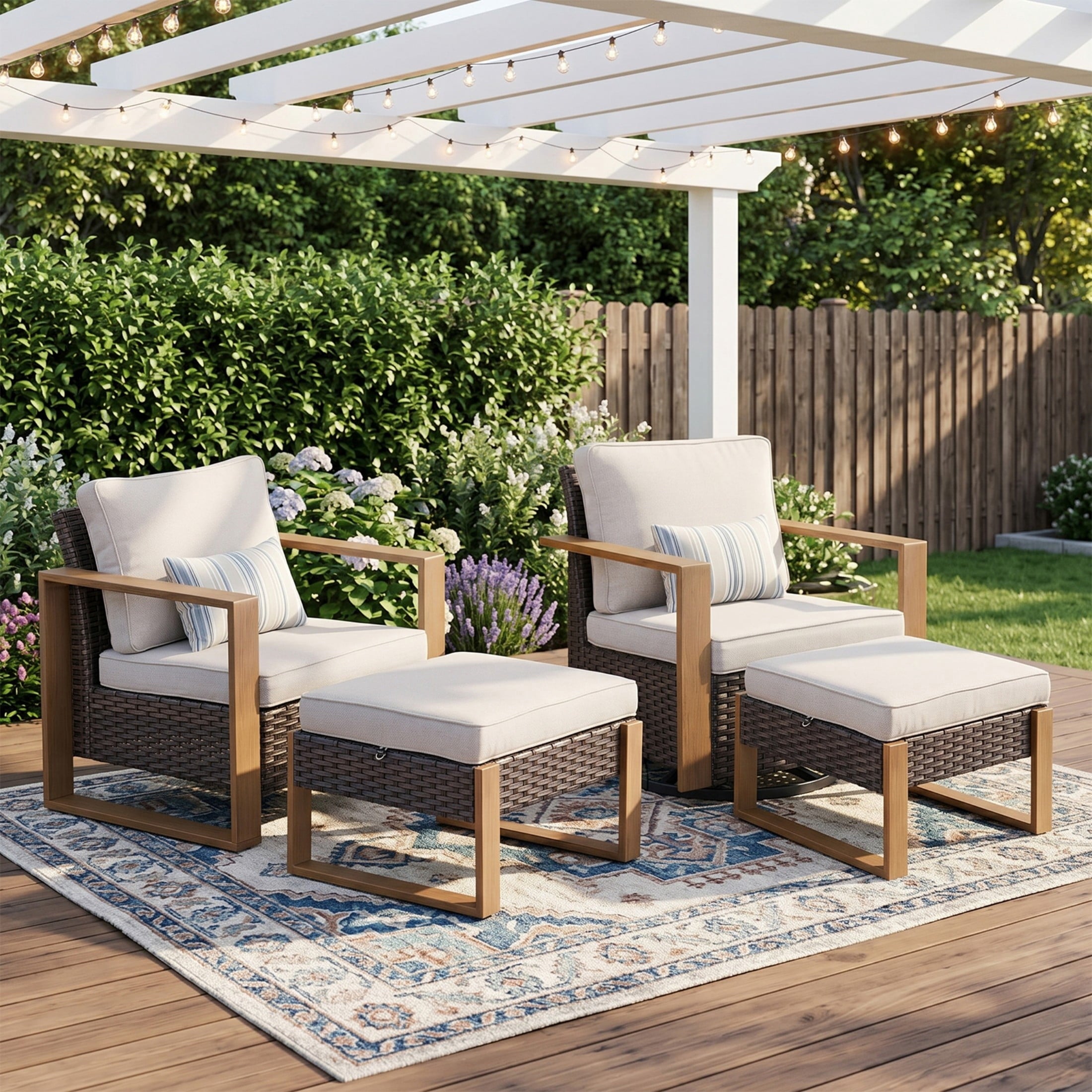 Unnifurnzi Outdoor Swivel Rocker Patio Chairs Set of 2-All Weather Wicker Swivel Patio Chairs Outdoor Chairs for Deck Porch Poolside Balcony