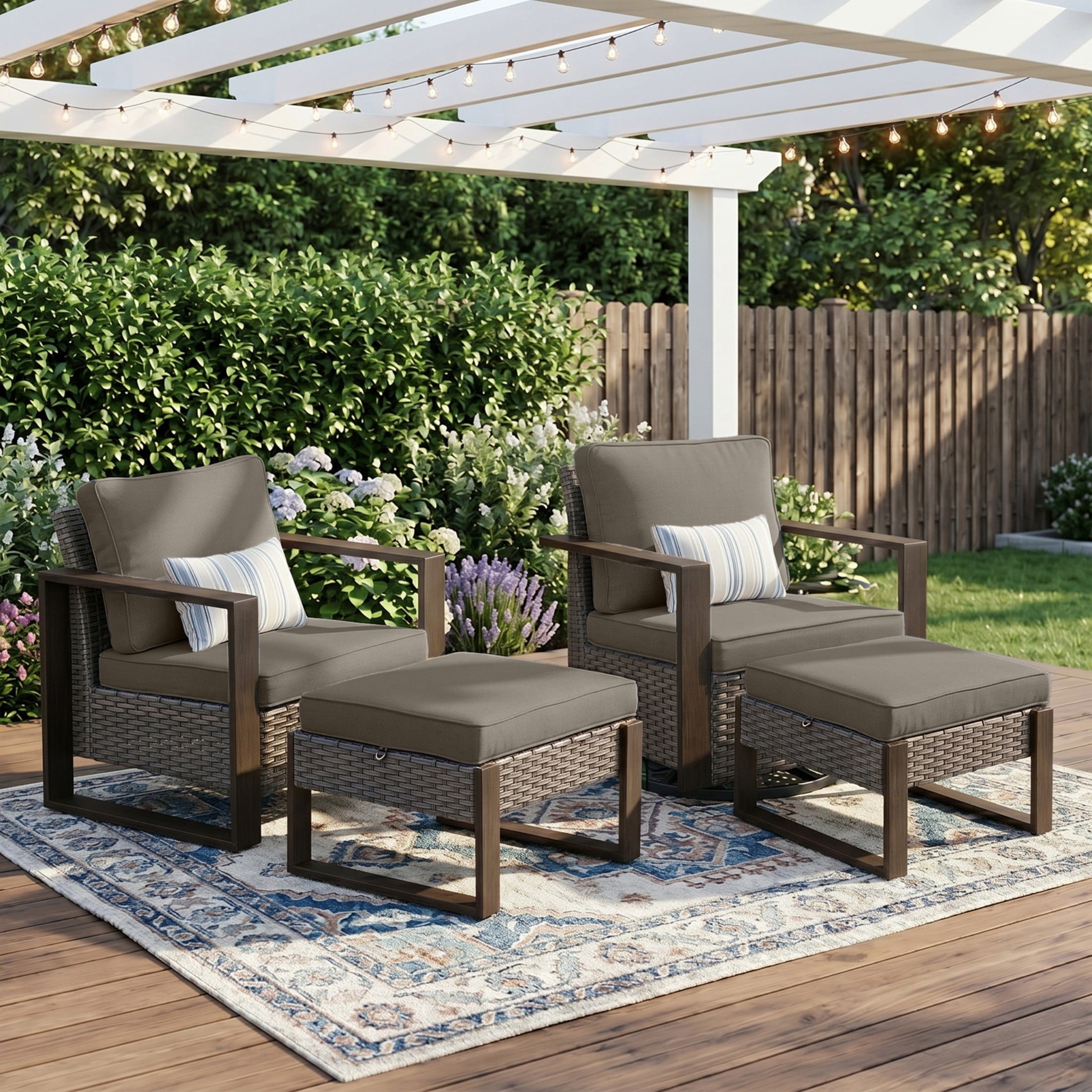 Unnifurnzi Outdoor Swivel Rocker Patio Chairs Set of 2-All Weather Wicker Swivel Patio Chairs Outdoor Chairs for Deck Porch Poolside Balcony
