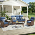 Unnifurnzi Patio Furniture Set-6'' Thick Cushions Outdoor Furniture with Swivel Rocker Chairs Outdoor Couch and Ottomans Wicker Patio Furniture for Deck Porch Garden Poolside