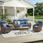 Unnifurnzi Patio Furniture Set-6'' Thick Cushions Outdoor Furniture with Swivel Rocker Chairs Outdoor Couch and Ottomans Wicker Patio Furniture for Deck Porch Garden Poolside