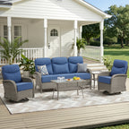 Unnifurnzi Patio Furniture Set-6'' Thick Cushions Outdoor Furniture with Swivel Rocker Chairs Outdoor Couch and Ottomans Wicker Patio Furniture for Deck Porch Garden Poolside