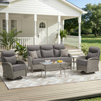 Unnifurnzi Patio Furniture Set-6'' Thick Cushions Outdoor Furniture with Swivel Rocker Chairs Outdoor Couch and Ottomans Wicker Patio Furniture for Deck Porch Garden Poolside