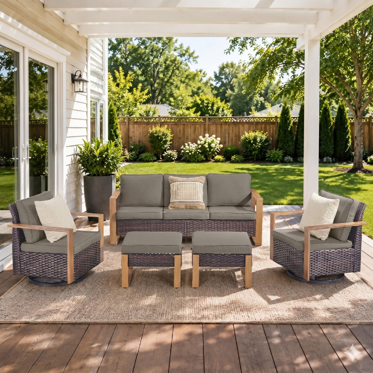 Unnifurnzi Patio Furniture Set-High Back Outdoor Swivel Rocker Patio Chairs with Outdoor Couch Outdoor Patio Furniture Set for Garden Backyard Balcony Poolside