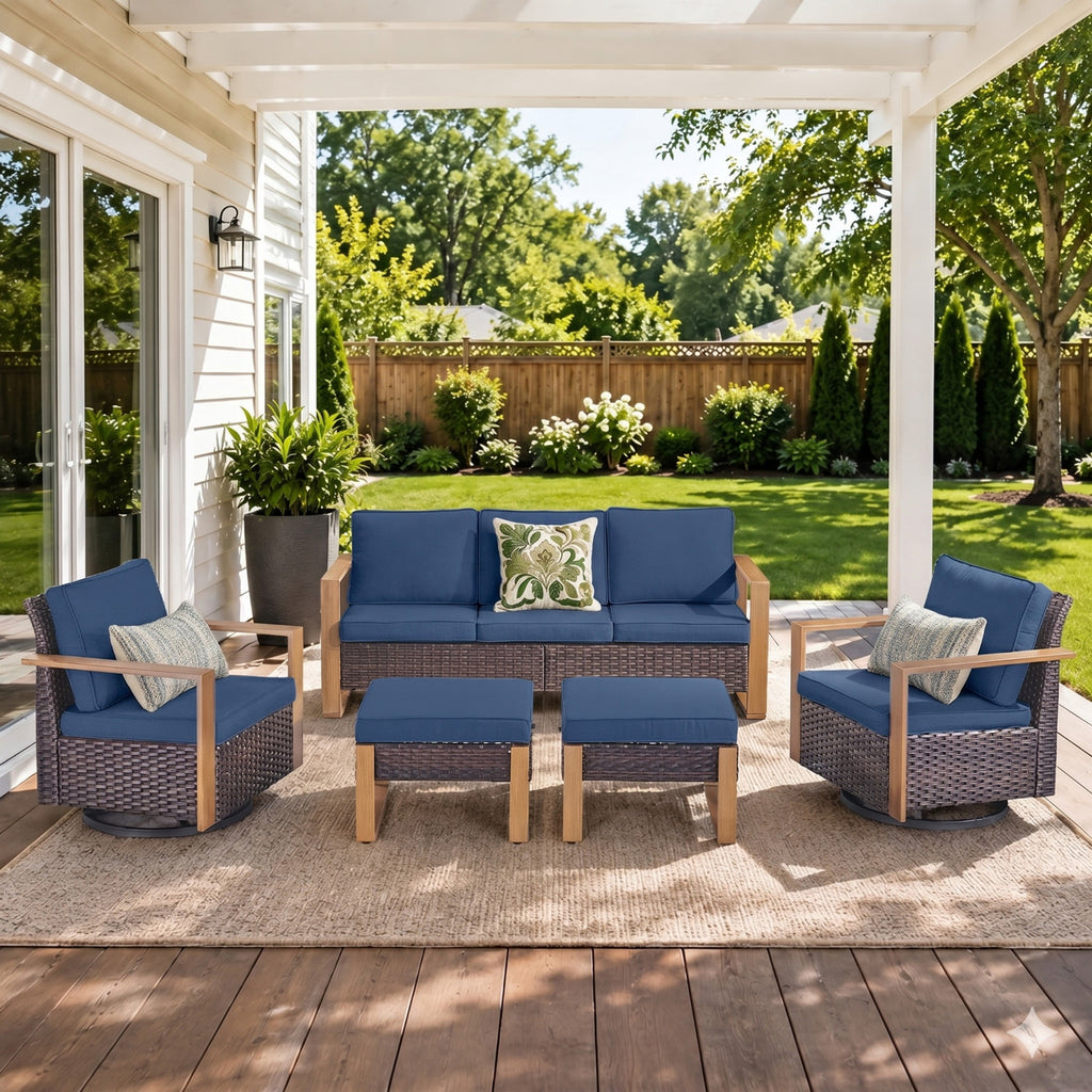 Unnifurnzi Patio Furniture Set-High Back Outdoor Swivel Rocker Patio Chairs with Outdoor Couch Outdoor Patio Furniture Set for Garden Backyard Balcony Poolside