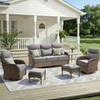 Unnifurnzi Patio Furniture Set-6'' Thick Cushions Outdoor Furniture with Swivel Rocker Chairs Outdoor Couch and Ottomans Wicker Patio Furniture for Deck Porch Garden Poolside