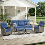 Unnifurnzi Patio Furniture Set-6'' Thick Cushions Outdoor Furniture with Swivel Rocker Chairs Outdoor Couch and Ottomans Wicker Patio Furniture for Deck Porch Garden Poolside