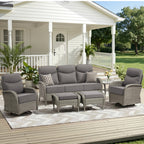 Unnifurnzi Patio Furniture Set-6'' Thick Cushions Outdoor Furniture with Swivel Rocker Chairs Outdoor Couch and Ottomans Wicker Patio Furniture for Deck Porch Garden Poolside