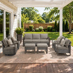 Unnifurnzi Patio Furniture Set-High Back Outdoor Swivel Rocker Patio Chairs with Outdoor Couch Outdoor Patio Furniture Set for Garden Backyard Balcony Poolside