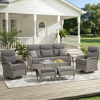 Unnifurnzi Patio Furniture Set-6'' Thick Cushions Outdoor Furniture with Swivel Rocker Chairs Outdoor Couch and Ottomans Wicker Patio Furniture for Deck Porch Garden Poolside
