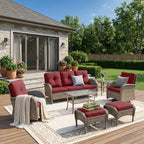 Unnifurnzi Wicker Patio Furniture Set-Outdoor Swivel Rocker Patio Chairs Patio Sofa Set with Tempered Glass Top Outdoor Coffee Table for Deck Lawn Porch Balcony Poolside