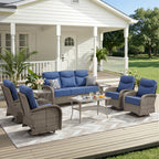 Unnifurnzi Patio Furniture Set-6'' Thick Cushions Outdoor Furniture with Swivel Rocker Chairs Outdoor Couch and Ottomans Wicker Patio Furniture for Deck Porch Garden Poolside