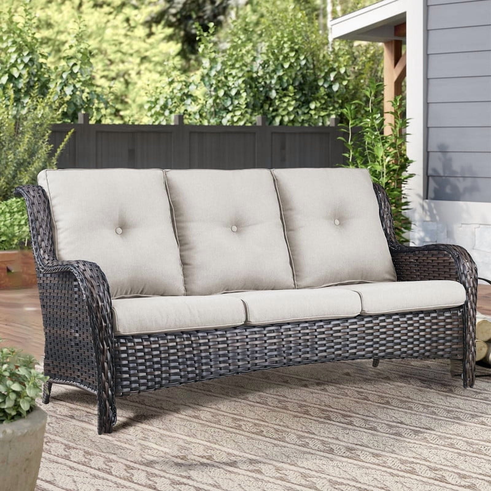 Unnifurnzi Outdoor Couch-All Weather PE Wicker Patio Sofa Outdoor Sofa