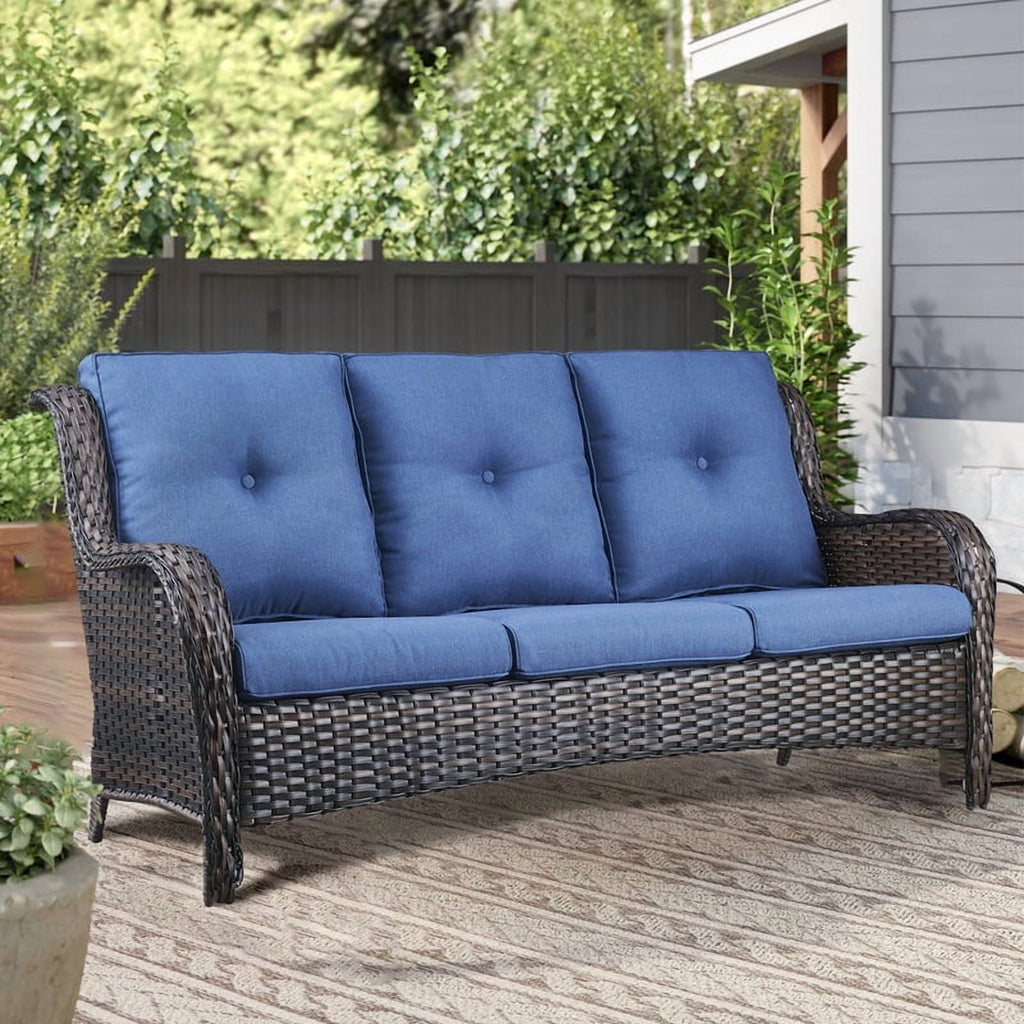 Unnifurnzi Outdoor Couch-All Weather PE Wicker Patio Sofa Outdoor Sofa