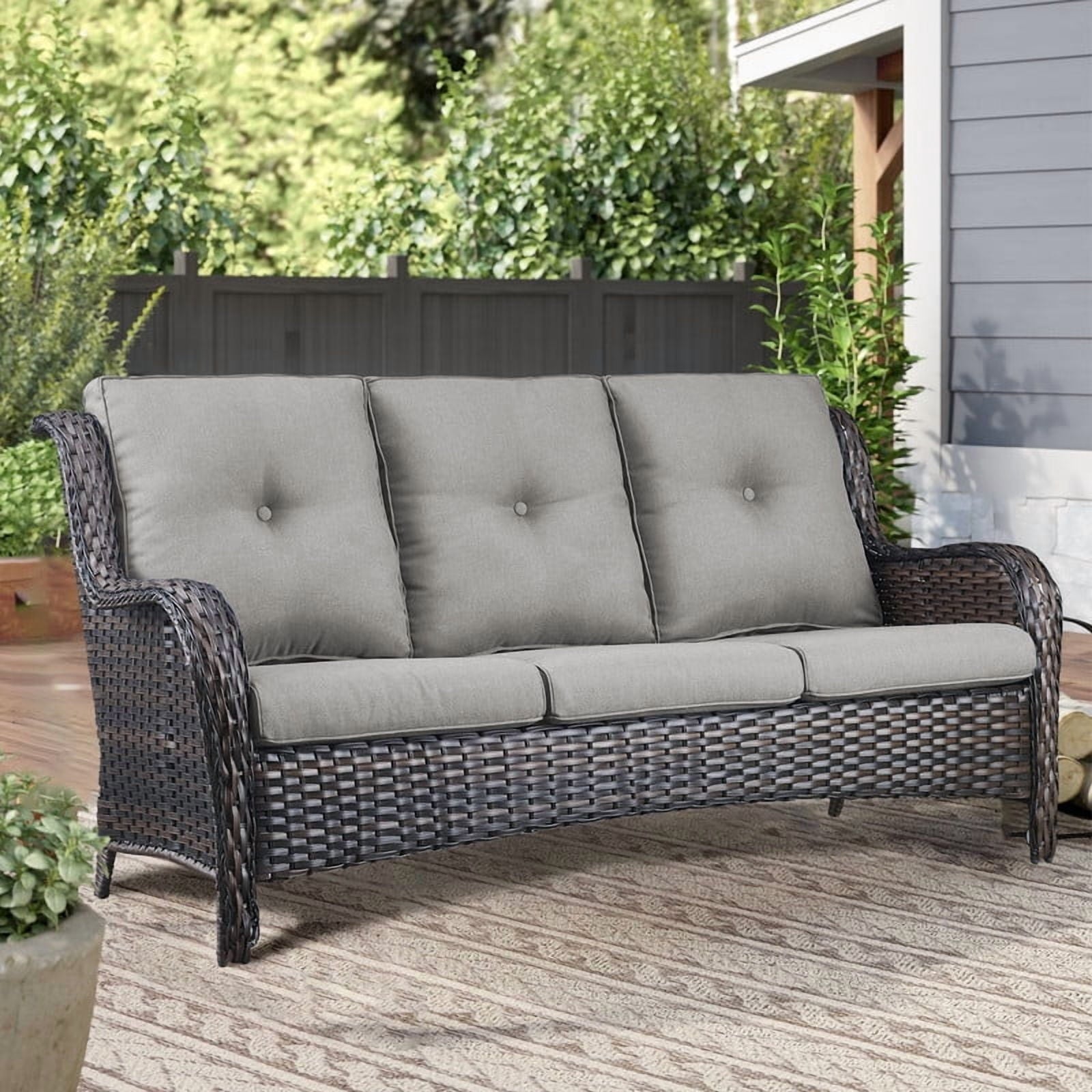 Unnifurnzi Outdoor Couch-All Weather PE Wicker Patio Sofa Outdoor Sofa