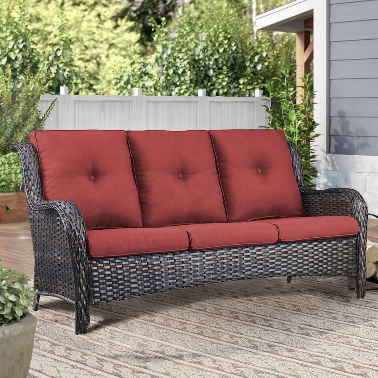 Unnifurnzi Outdoor Couch-All Weather PE Wicker Patio Sofa Outdoor Sofa