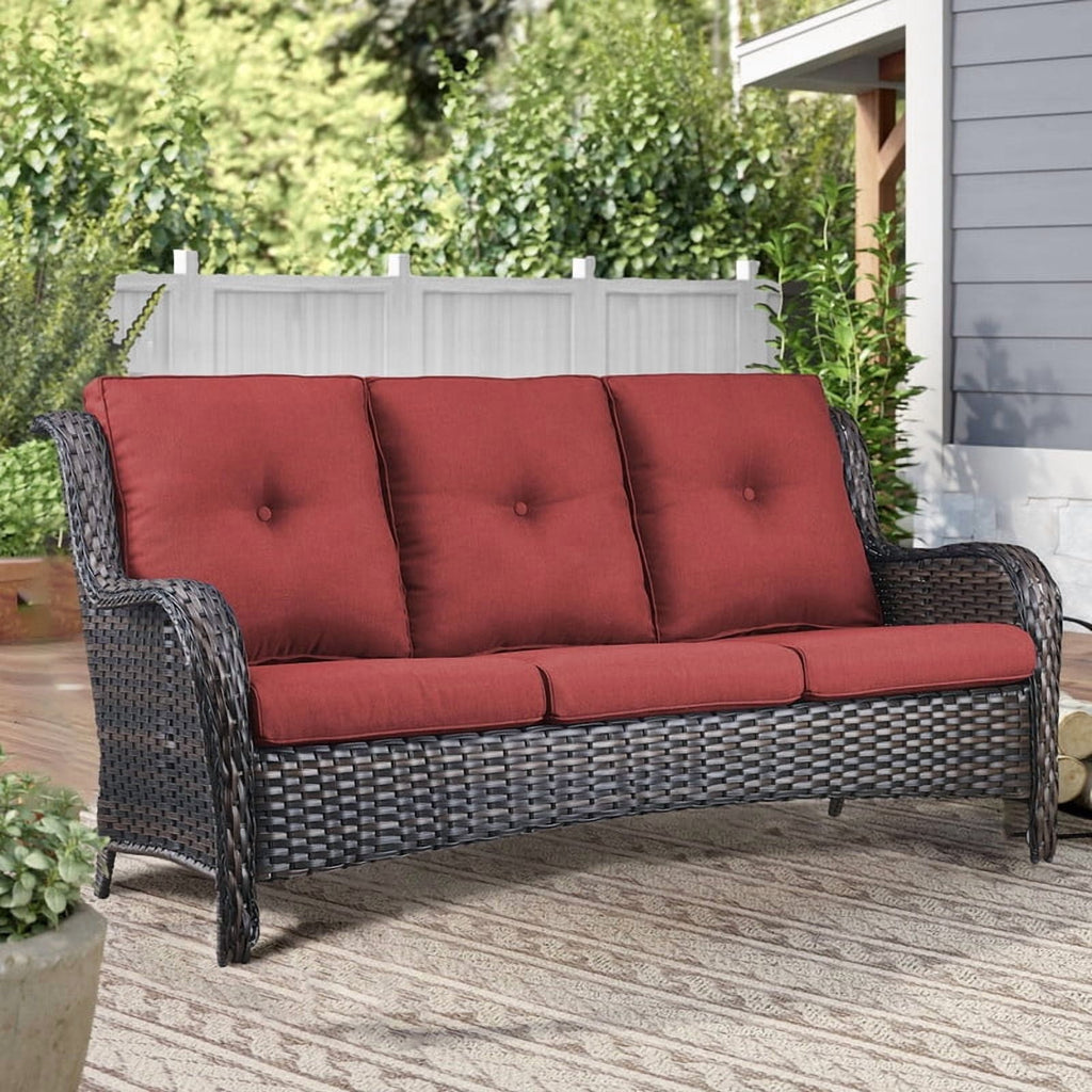 Unnifurnzi Outdoor Couch-All Weather PE Wicker Patio Sofa Outdoor Sofa