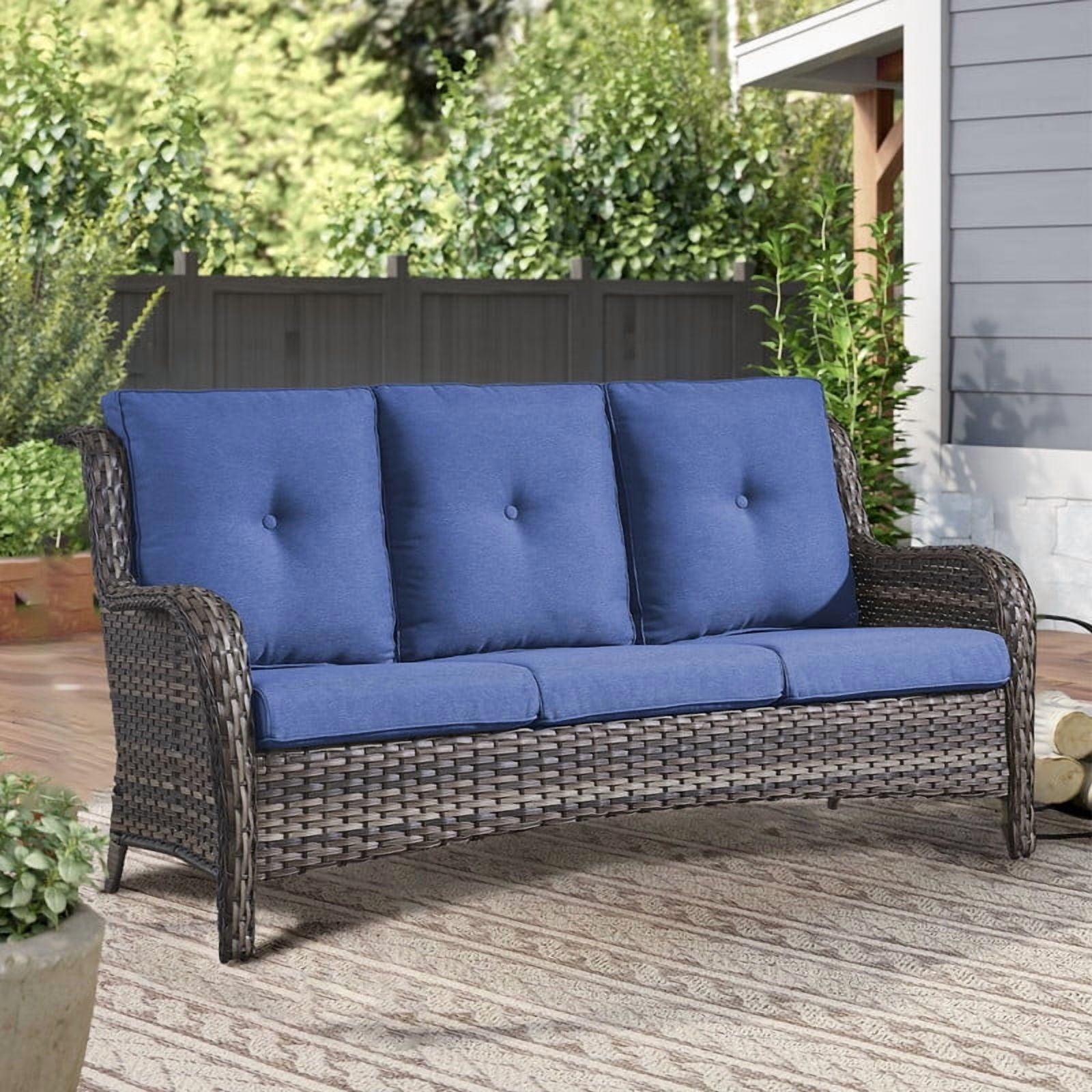 Unnifurnzi Outdoor Couch-All Weather PE Wicker Patio Sofa Outdoor Sofa