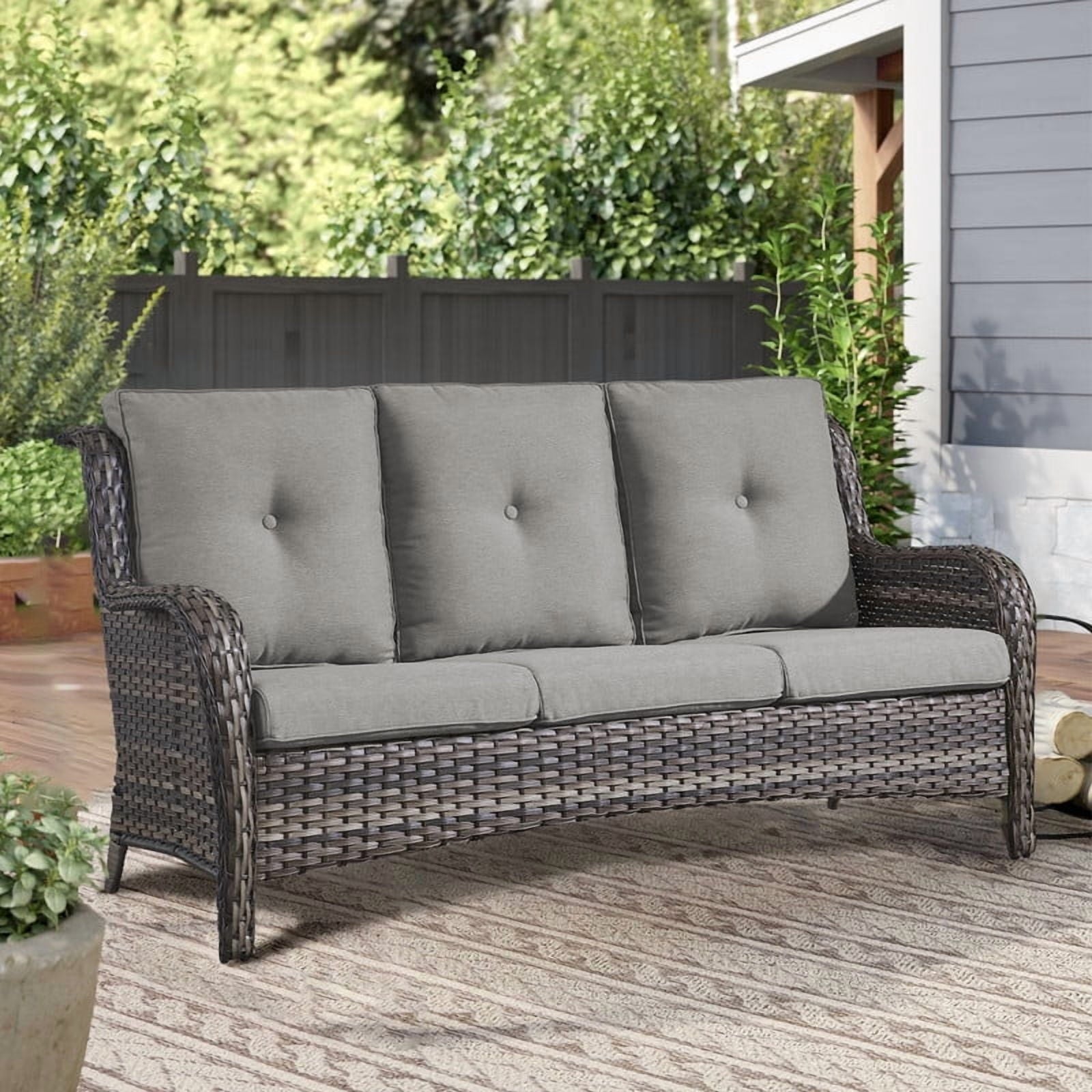 Unnifurnzi Outdoor Couch-All Weather PE Wicker Patio Sofa Outdoor Sofa