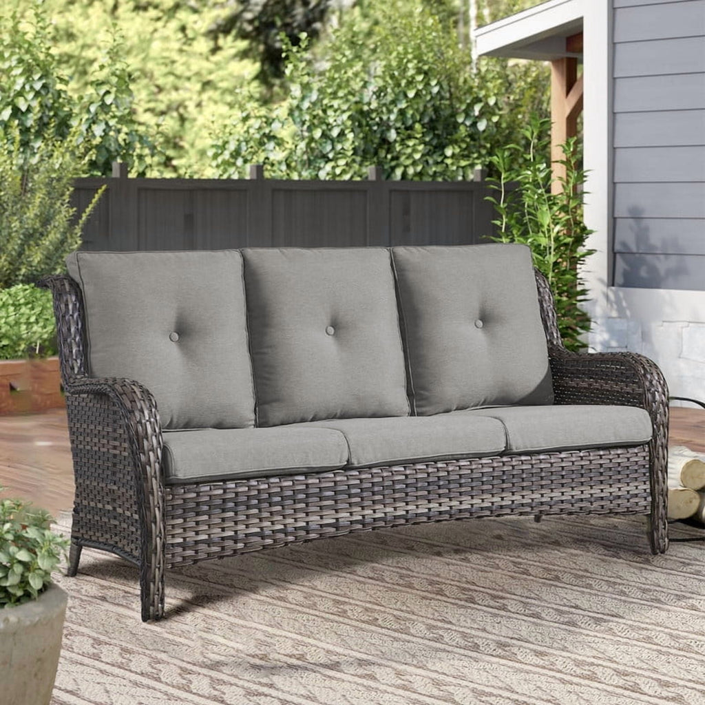 Unnifurnzi Outdoor Couch-All Weather PE Wicker Patio Sofa Outdoor Sofa