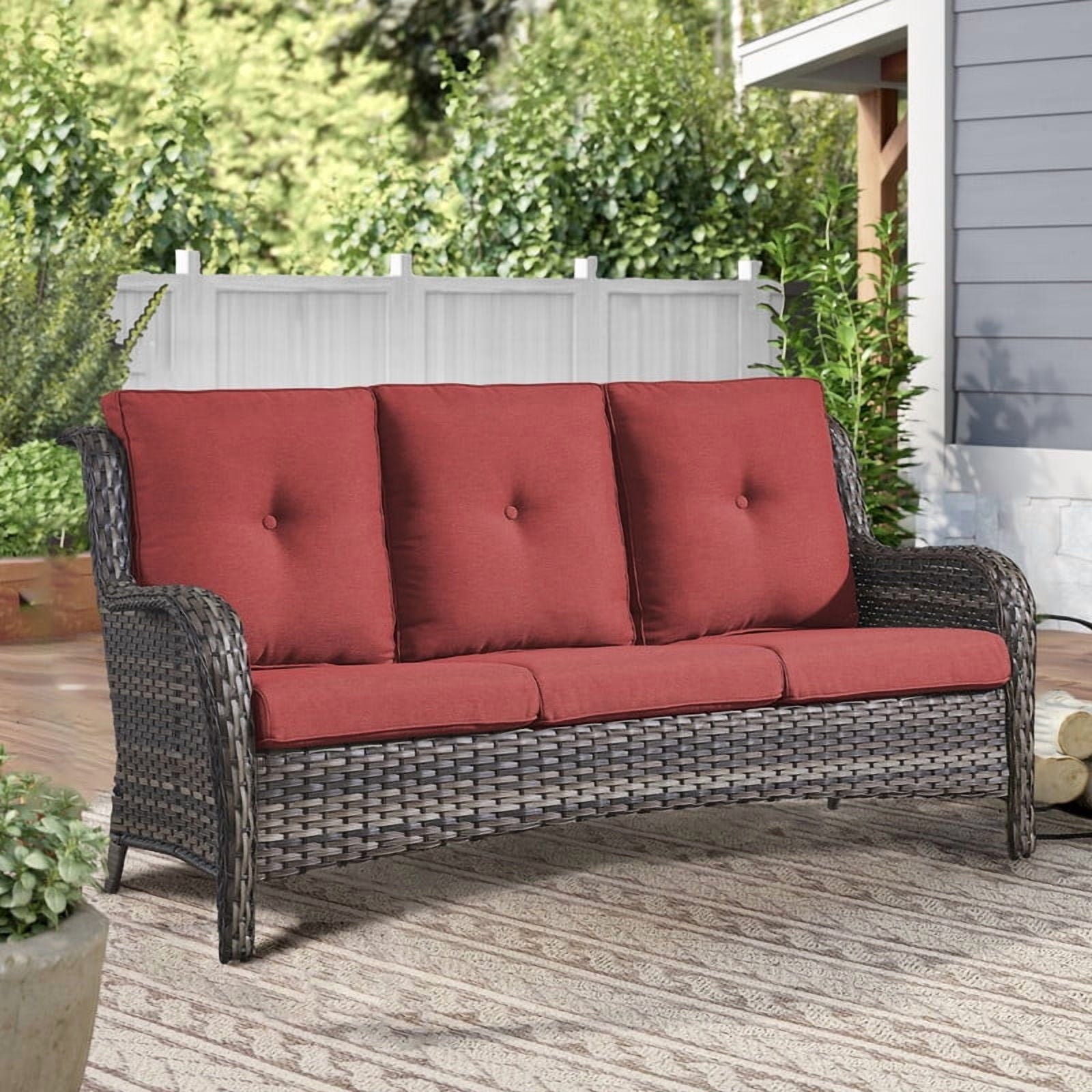Unnifurnzi Outdoor Couch-All Weather PE Wicker Patio Sofa Outdoor Sofa