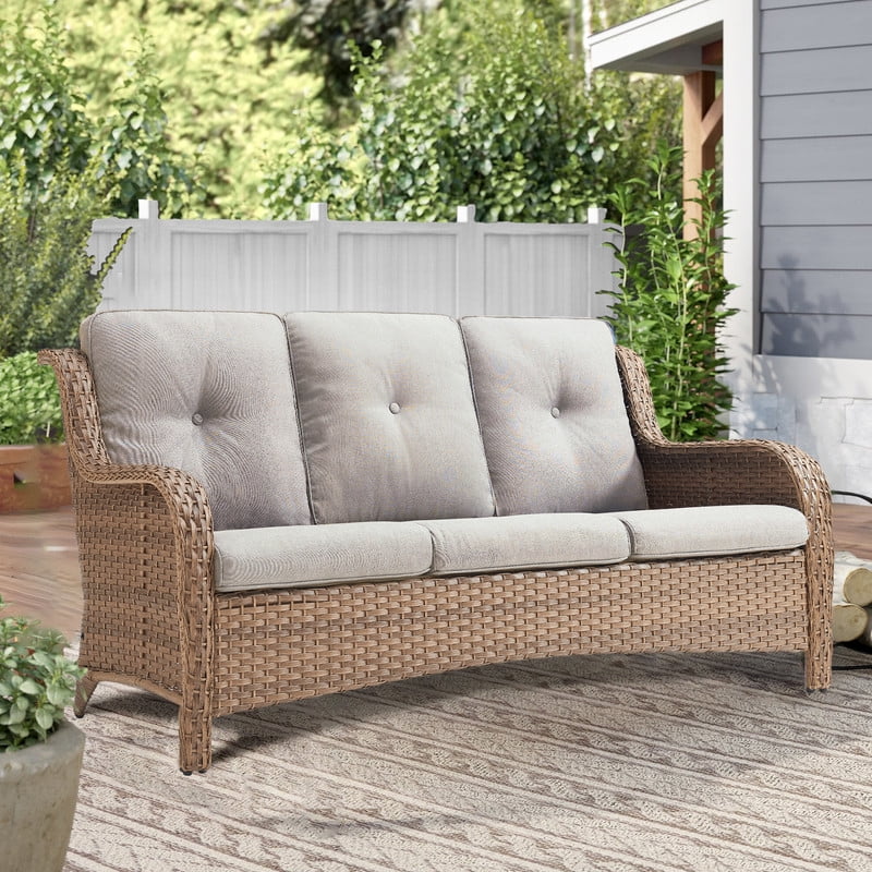 Unnifurnzi Outdoor Couch-All Weather PE Wicker Patio Sofa Outdoor Sofa