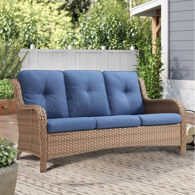 Unnifurnzi Outdoor Couch-All Weather PE Wicker Patio Sofa Outdoor Sofa
