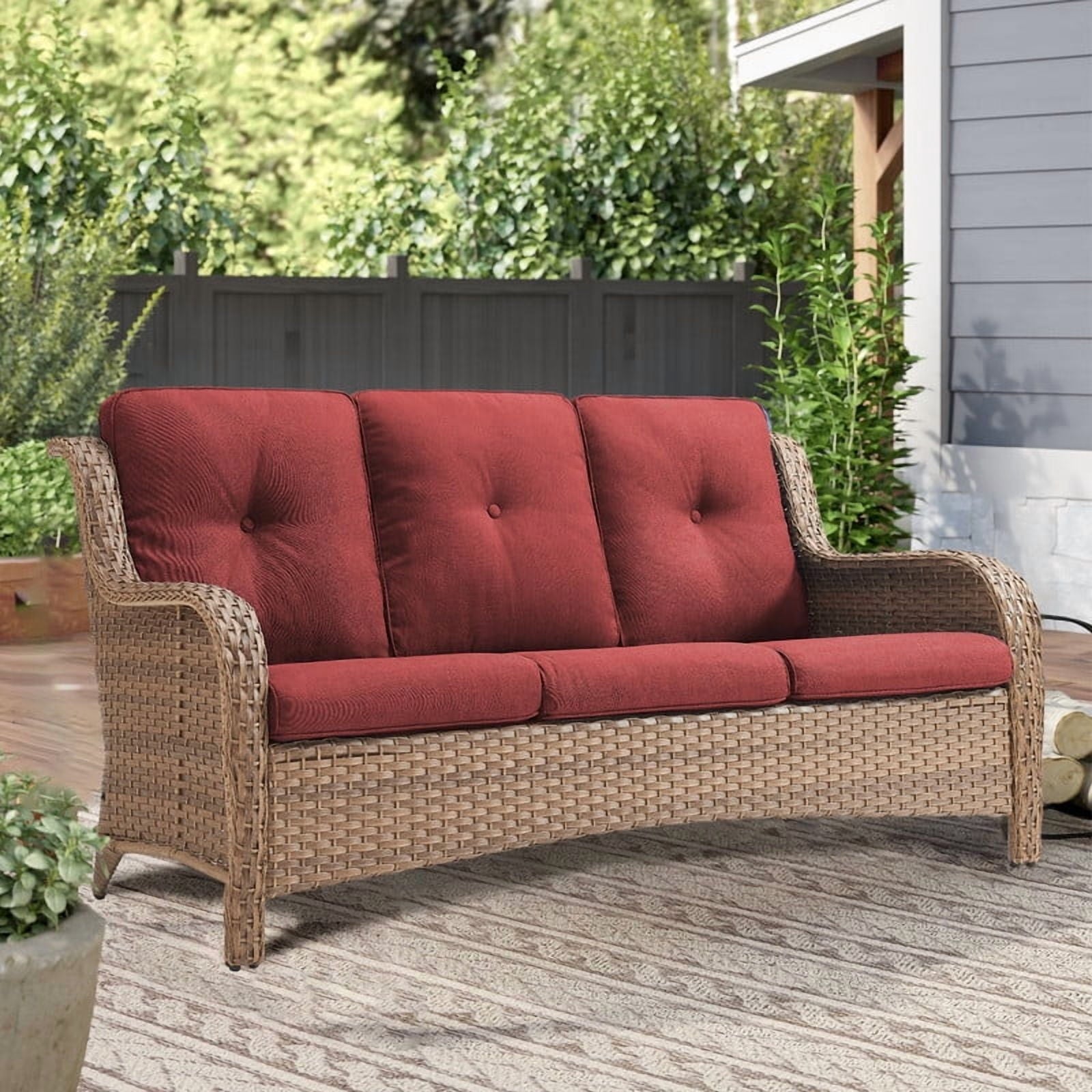 Unnifurnzi Outdoor Couch-All Weather PE Wicker Patio Sofa Outdoor Sofa