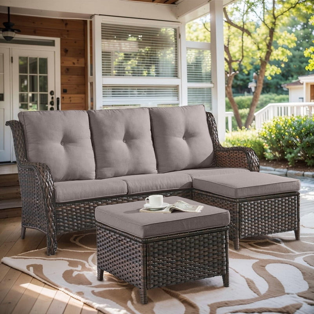 Unnifurnzi Outdoor Couch-All Weather PE Wicker Patio Sofa Outdoor Sofa