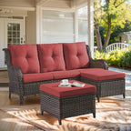 Unnifurnzi Outdoor Couch-All Weather PE Wicker Patio Sofa Outdoor Sofa