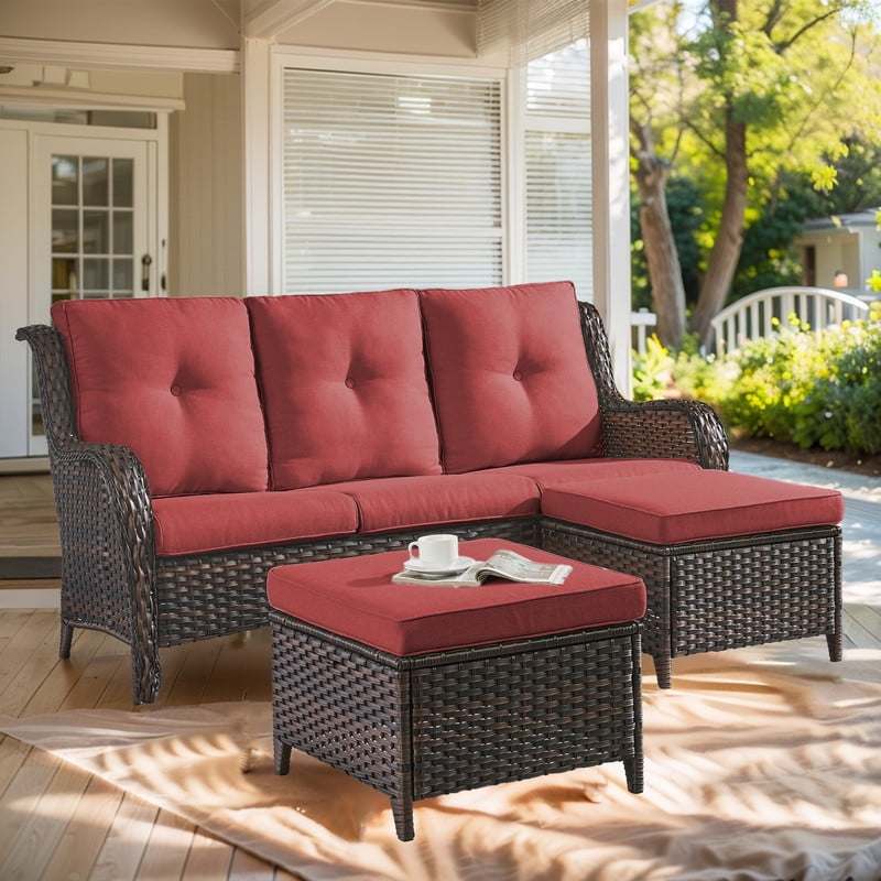 Unnifurnzi Outdoor Couch-All Weather PE Wicker Patio Sofa Outdoor Sofa