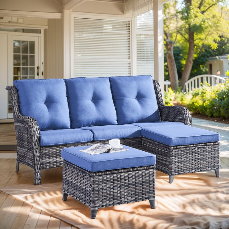 Unnifurnzi Outdoor Couch-All Weather PE Wicker Patio Sofa Outdoor Sofa