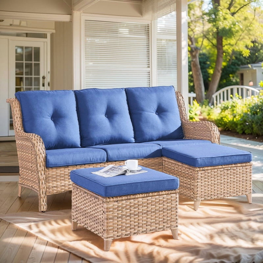 Unnifurnzi Outdoor Couch-All Weather PE Wicker Patio Sofa Outdoor Sofa
