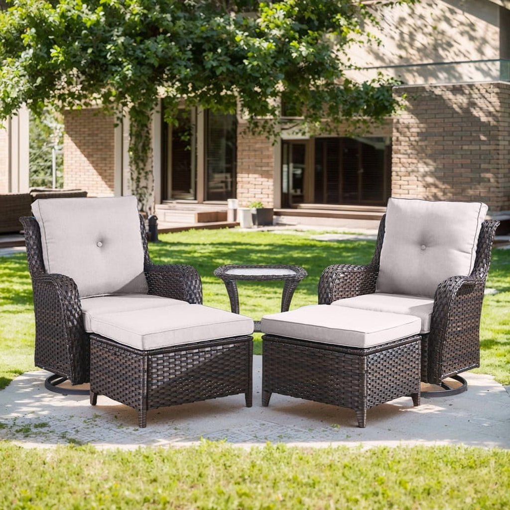 Unnifurnzi Outdoor Swivel Chairs-Patio Swivel Glider Chairs with Ottom