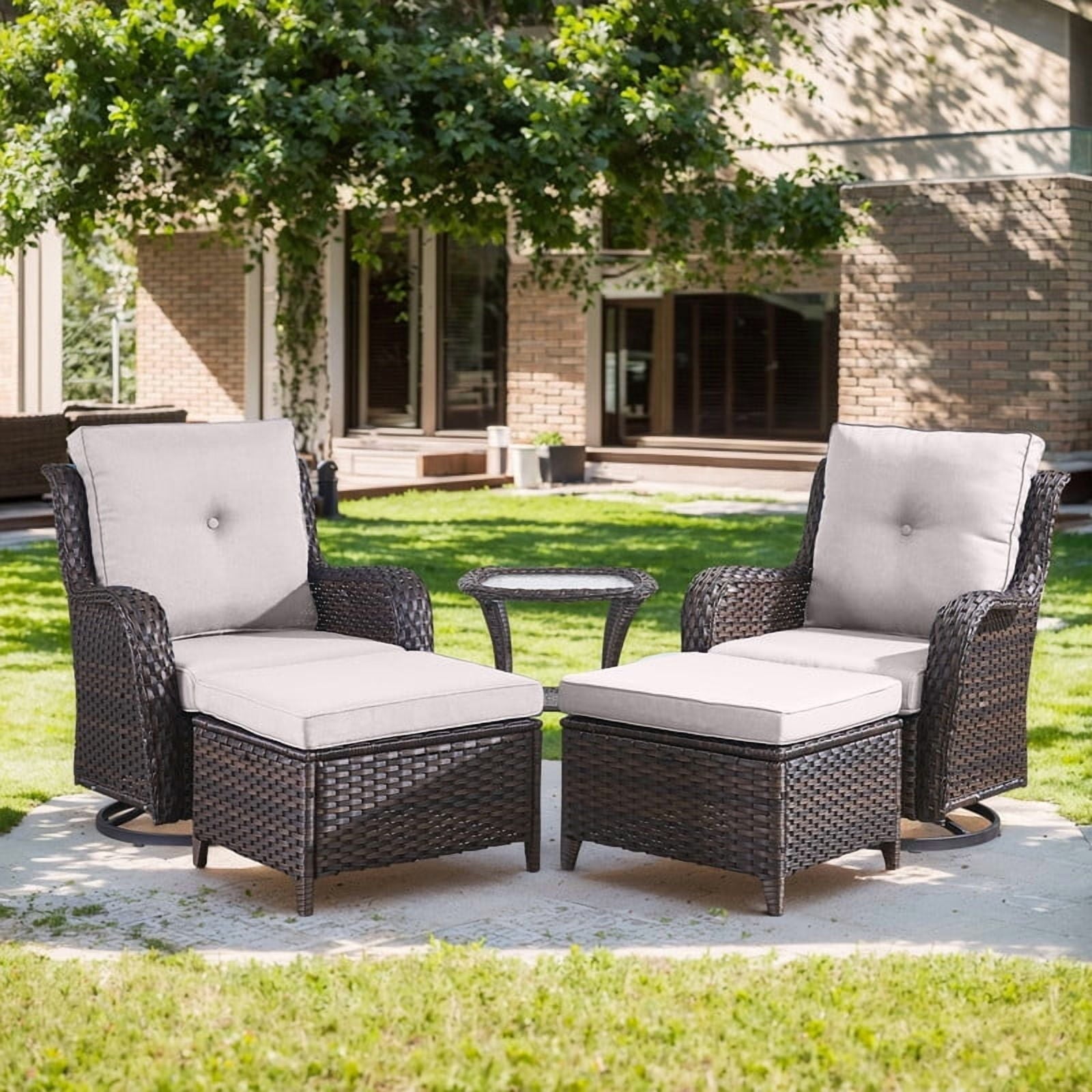 Unnifurnzi Outdoor Swivel Chairs-Patio Swivel Glider Chairs with Ottom