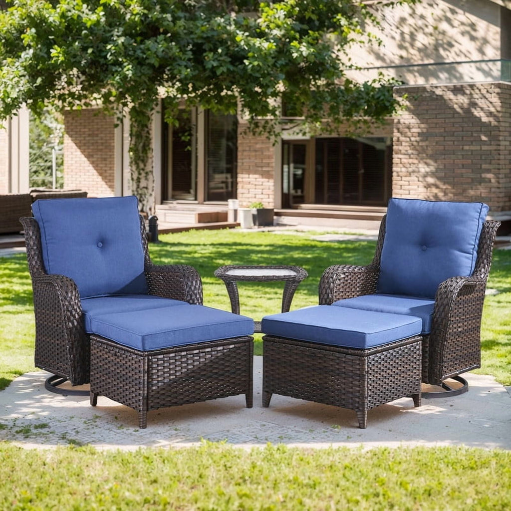 Unnifurnzi Outdoor Swivel Chairs-Patio Swivel Glider Chairs with Ottom