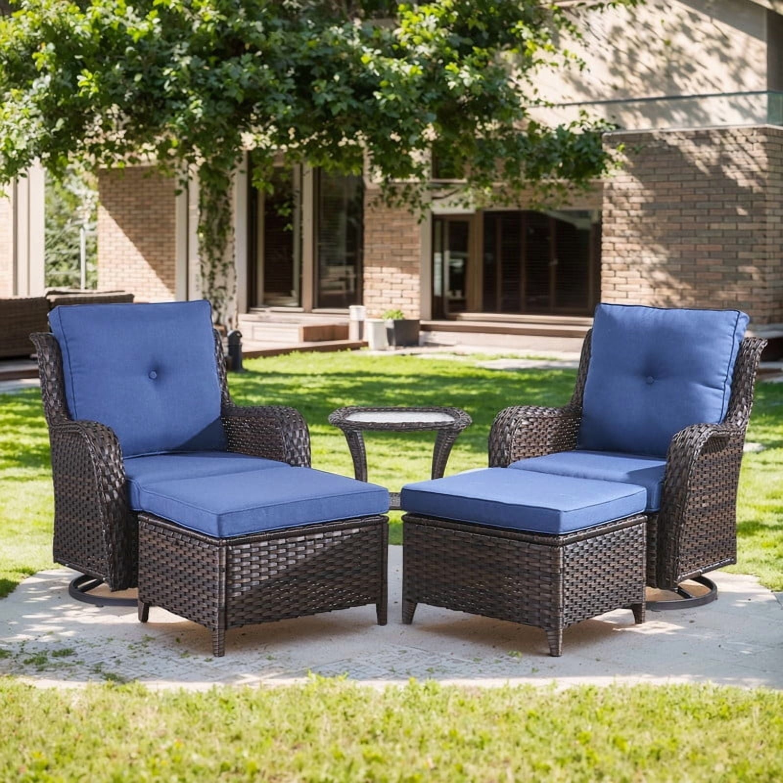 Unnifurnzi Outdoor Swivel Chairs-Patio Swivel Glider Chairs with Ottom