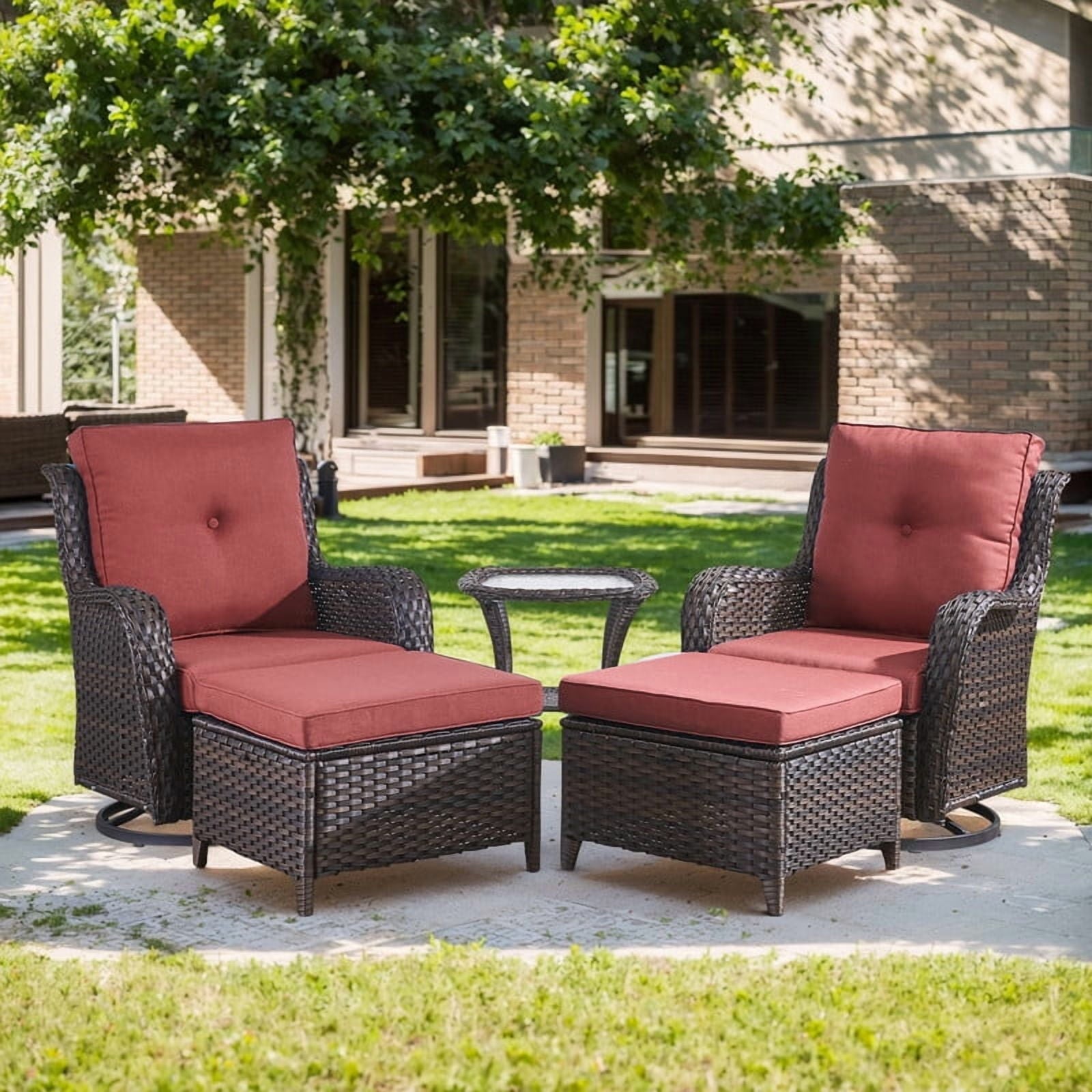 Unnifurnzi Outdoor Swivel Chairs-Patio Swivel Glider Chairs with Ottom