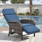 Unnifurnzi Outdoor Recliner Chair-Reclining Patio Chair with Adjustable Back & Footrest 135° Lay Flat Outdoor Recliners for Patio Poolside Backyard