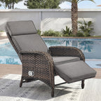 Unnifurnzi Outdoor Recliner Chair-Reclining Patio Chair with Adjustable Back & Footrest 135° Lay Flat Outdoor Recliners for Patio Poolside Backyard