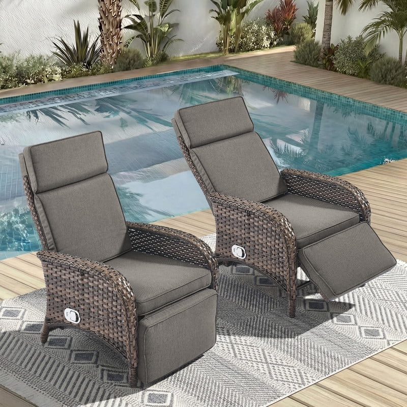 Unnifurnzi Outdoor Recliner Chair-Reclining Patio Chair with Adjustable Back & Footrest 135° Lay Flat Outdoor Recliners for Patio Poolside Backyard