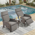 Unnifurnzi Outdoor Recliner Chair-Reclining Patio Chair with Adjustable Back & Footrest 135° Lay Flat Outdoor Recliners for Patio Poolside Backyard