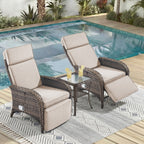 Unnifurnzi Outdoor Recliner Chair-Reclining Patio Chair with Adjustable Back & Footrest 135° Lay Flat Outdoor Recliners for Patio Poolside Backyard