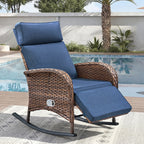 Unnifurnzi Outdoor Recliner Chair-Reclining Patio Chair with Adjustable Back & Footrest 135° Lay Flat Outdoor Recliners for Patio Poolside Backyard