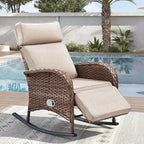 Unnifurnzi Outdoor Recliner Chair-Reclining Patio Chair with Adjustable Back & Footrest 135° Lay Flat Outdoor Recliners for Patio Poolside Backyard