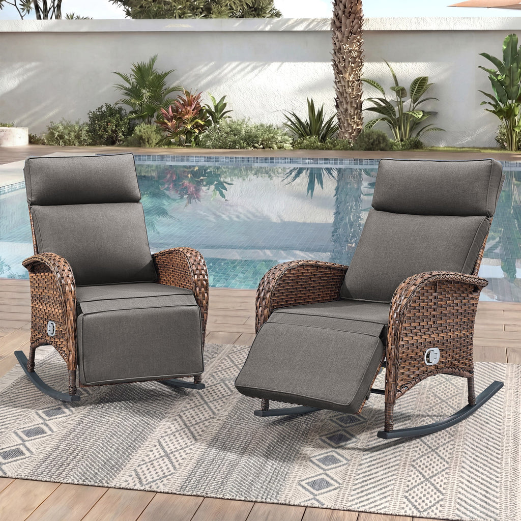 Unnifurnzi Outdoor Recliner Chair-Reclining Patio Chair with Adjustable Back & Footrest 135° Lay Flat Outdoor Recliners for Patio Poolside Backyard