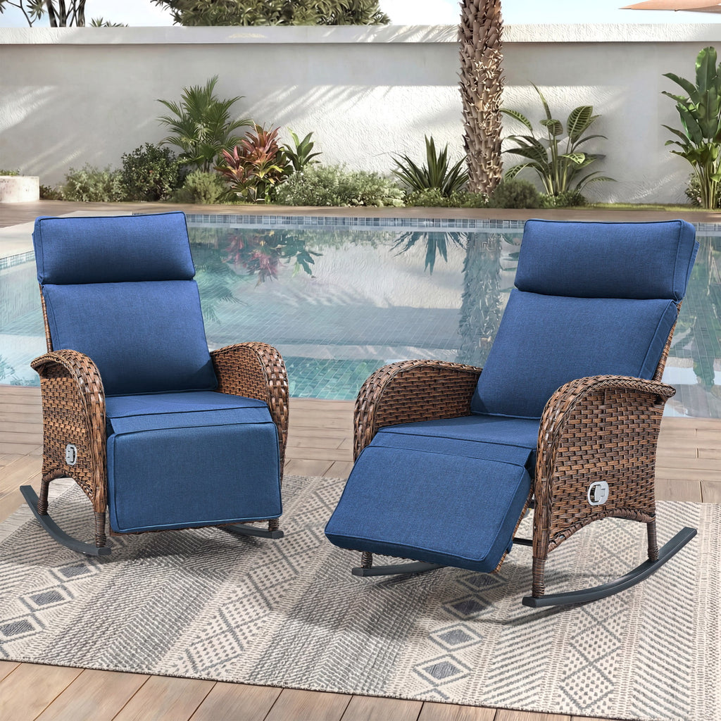 Unnifurnzi Outdoor Recliner Chair-Reclining Patio Chair with Adjustable Back & Footrest 135° Lay Flat Outdoor Recliners for Patio Poolside Backyard