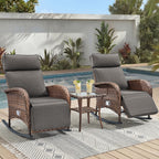 Unnifurnzi Outdoor Recliner Chair-Reclining Patio Chair with Adjustable Back & Footrest 135° Lay Flat Outdoor Recliners for Patio Poolside Backyard