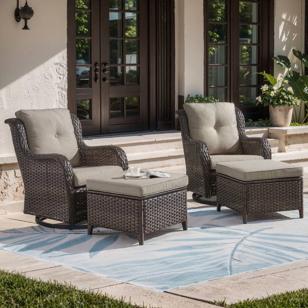 Unnifurnzi Outdoor Swivel Chairs-Patio Swivel Glider Chairs with Ottom
