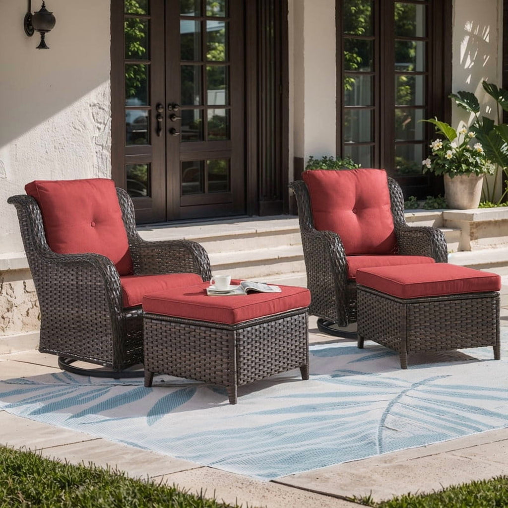 Unnifurnzi Outdoor Swivel Chairs-Patio Swivel Glider Chairs with Ottom